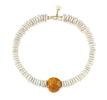 Load image into Gallery viewer, Dignity pearl necklace with amber carnelian natural stone