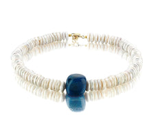 Load image into Gallery viewer, Dignity pearl necklace with azure blue carnelian natural stone
