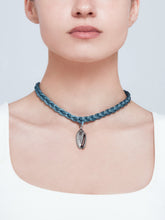 Load image into Gallery viewer, Rainbow Choker with Happy Innerself lame turquoise pendant