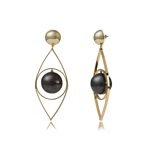 Dragon Eye Earrings - Dore / Black