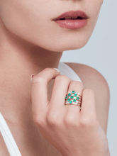Load image into Gallery viewer, Harem Emerald – Five Row Ring - birceakalaydesign