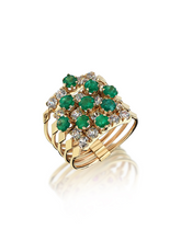 Load image into Gallery viewer, Harem Emerald – Five Row Ring