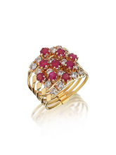 Load image into Gallery viewer, Harem Ruby – Five Row Ring - birceakalaydesign