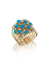 Load image into Gallery viewer, Harem Turquoise – Five Row Ring - birceakalaydesign