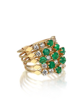 Load image into Gallery viewer, Harem Emerald – Five Row Ring