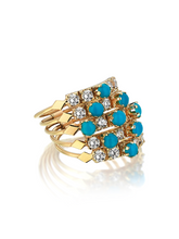Load image into Gallery viewer, Harem Turquoise – Five Row Ring - birceakalaydesign