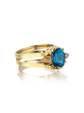 Load image into Gallery viewer, Two Eyed 88 Butterfly Ring Swiss blue topaz