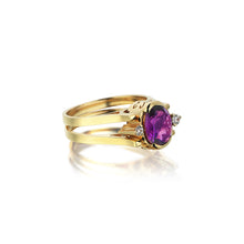 Load image into Gallery viewer, Two Eyed 88 Butterfly Ring Purple & Yellow - birceakalaydesign