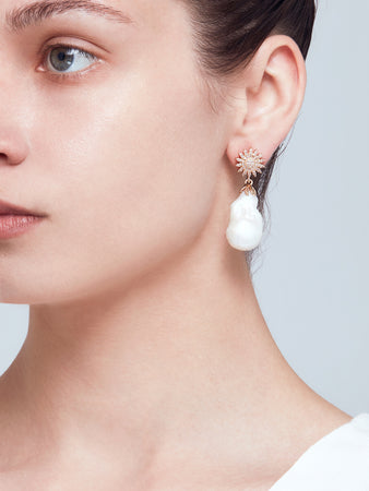 Solace baroque pearl earrings with crystals