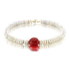 Load image into Gallery viewer, Dignity pearl necklace with scarlet red carnelian natural stone