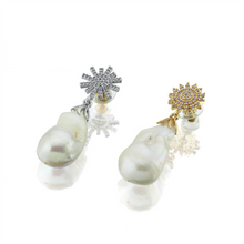 Load image into Gallery viewer, Solace baroque pearl earrings with crystals
