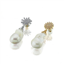 Load image into Gallery viewer, Solace baroque pearl earrings with crystals