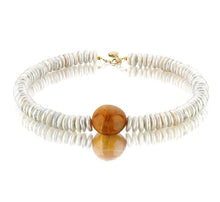 Load image into Gallery viewer, Dignity pearl necklace with amber carnelian natural stone
