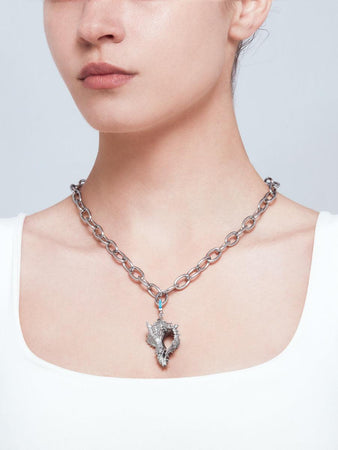 Creativity lame charm with turquoise on chain