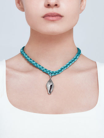 Rainbow Choker with lame turquoise pendant