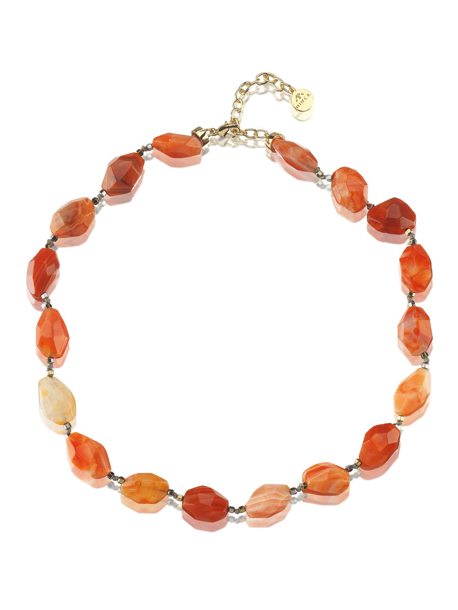 agate and hematite natural stone necklace