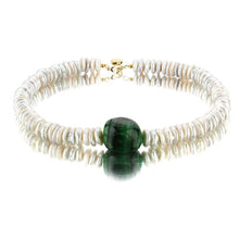 Load image into Gallery viewer, Dignity pearl necklace with Indian green carnelian natural stone
