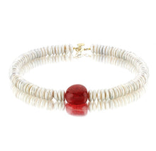 Load image into Gallery viewer, Dignity pearl necklace with scarlet red carnelian natural stone
