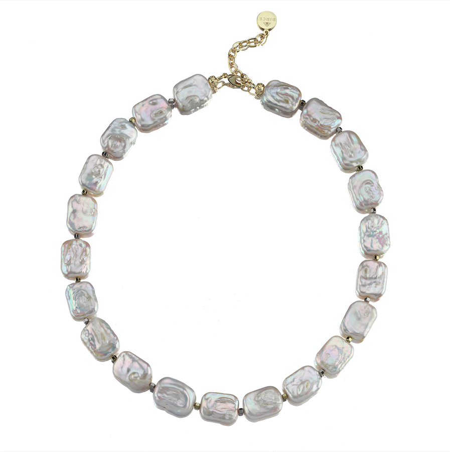 amorphous baroque hematite pearl necklace