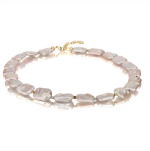 Load image into Gallery viewer, amorphous baroque hematite pearl necklace
