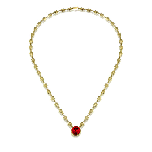 The Goddess Nefertiti gold Necklace - Red Sun