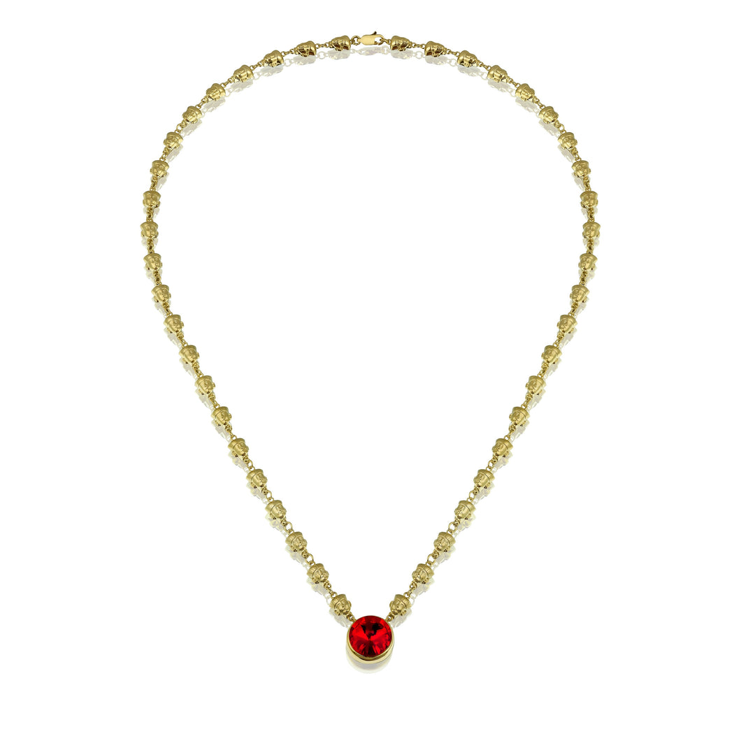 The Goddess Nefertiti gold Necklace - Red Sun