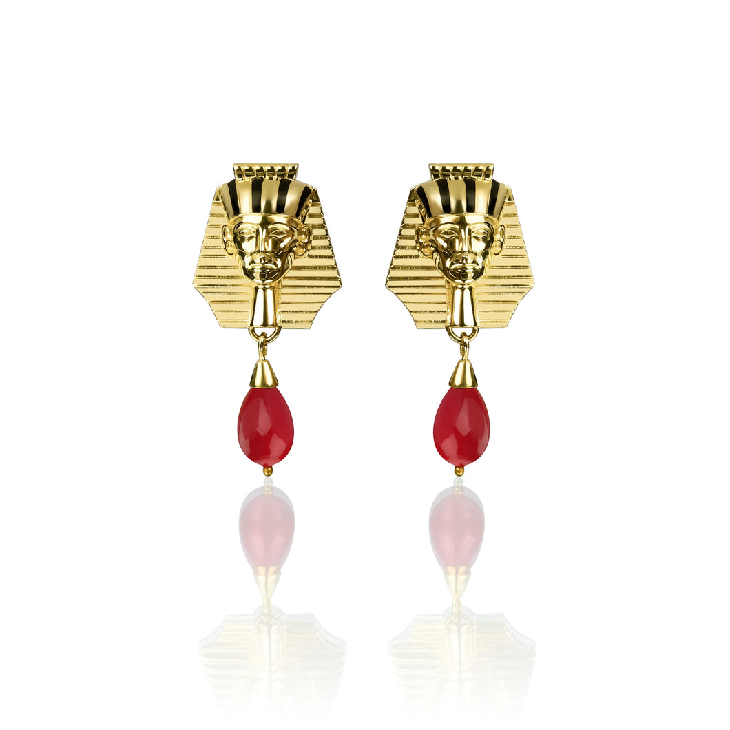 Treasure of Tutankhamun Earring - Red Drop