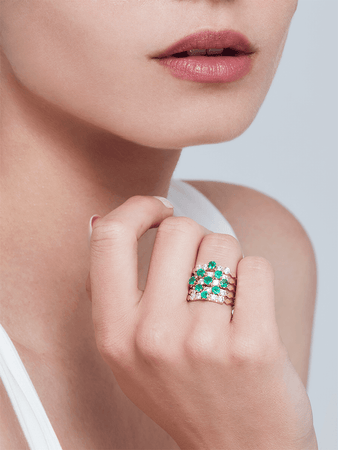 Harem Emerald – Five Row Ring - birceakalaydesign