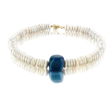 Load image into Gallery viewer, Dignity pearl necklace with azure blue carnelian natural stone
