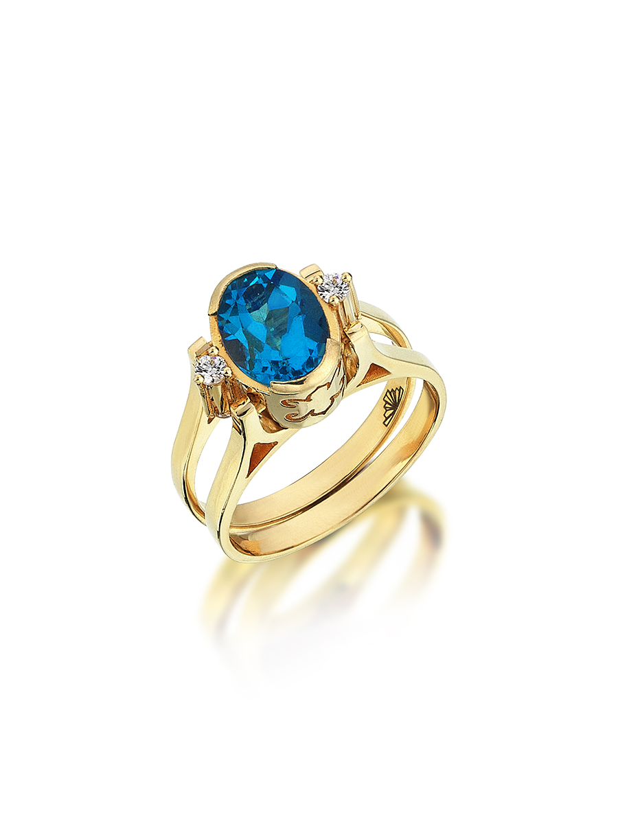 Two Eyed 88 Butterfly Ring Swiss blue topaz