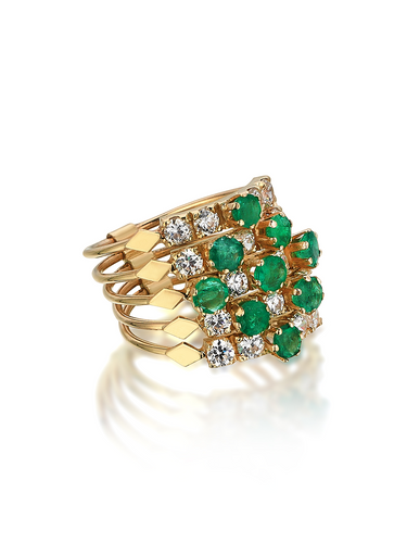 Harem Emerald – Five Row Ring