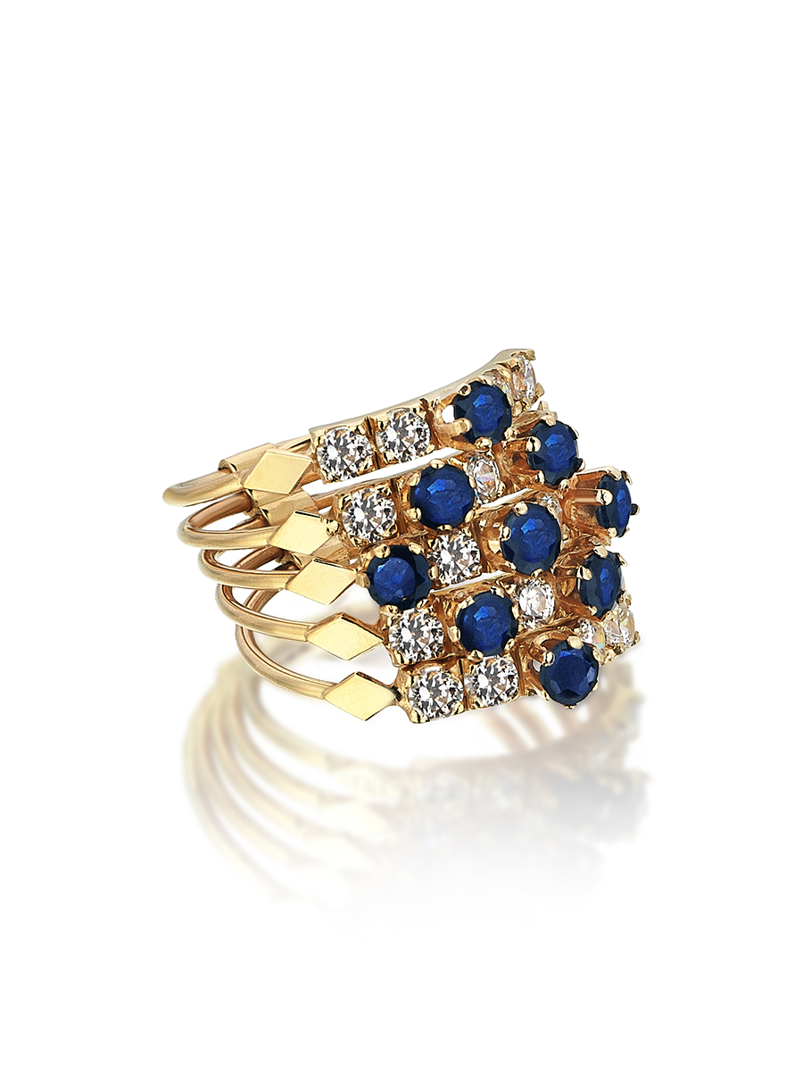 Harem Sapphire – Five Row Ring - birceakalaydesign