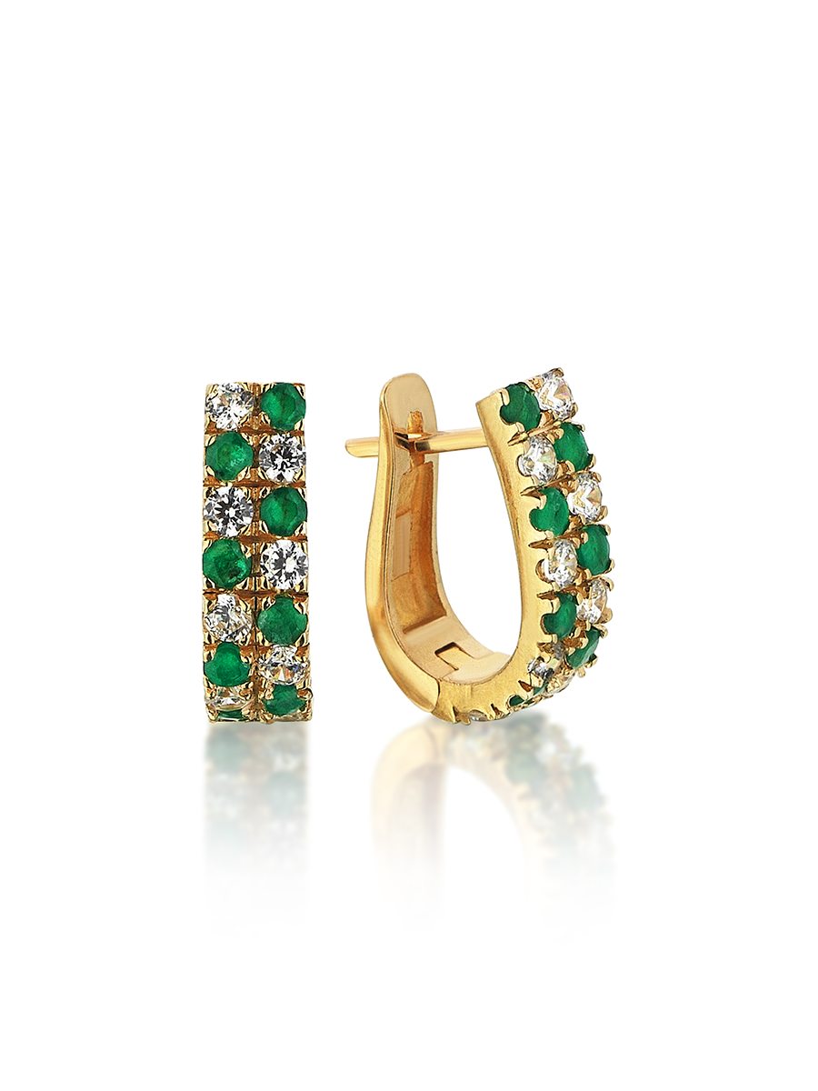 Harem Emerald – Double Row Earrings