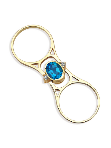 Two Eyed 88 Butterfly Ring Swiss blue topaz