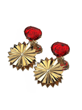 Load image into Gallery viewer, Aglais IO Earrings with red crystal
