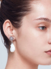 Load image into Gallery viewer, Solace baroque pearl earrings with crystals
