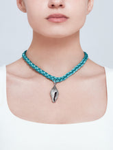 Load image into Gallery viewer, Rainbow Choker with lame turquoise pendant
