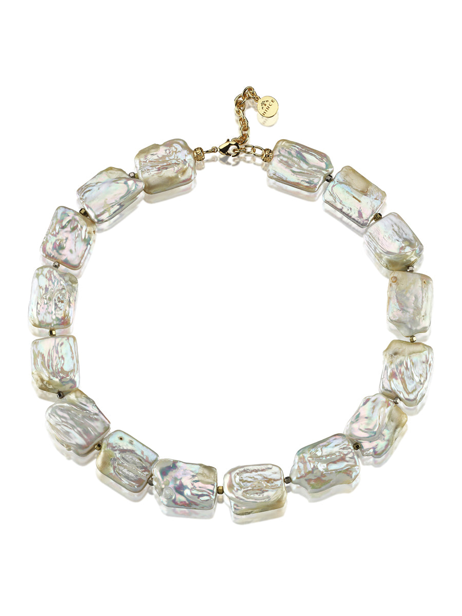 amorphous baroque hematite pearl necklace