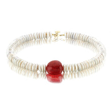 Load image into Gallery viewer, Dignity pearl necklace with scarlet red carnelian natural stone
