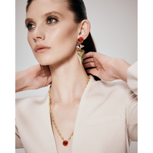 Load image into Gallery viewer, The Goddess Nefertiti gold Necklace - Red Sun
