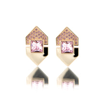 Load image into Gallery viewer, Mom&#39;s Earrings - Dore with Pink Crystals
