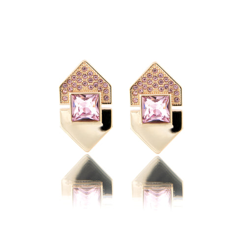 Mom's Earrings - Dore with Pink Crystals